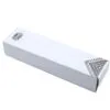 Jewellery Packaging Box Cardboard White - Printed Logo White cardboard jewellery packaging box featuring a black printed logo and decorative pattern.