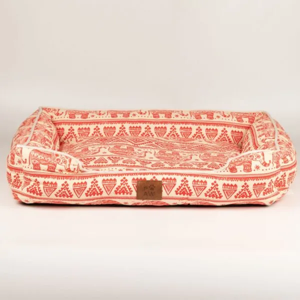 PAW Bed – Lucky Elephant – Red – 60 × 50 × 14cm