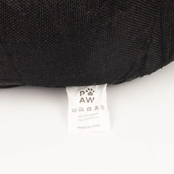 PAW Bed – Large Royal Crown – Black & Grey – 50 × 50 × 26cm