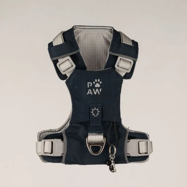 PAW - XS (2-4Kg) Dog Step-in Guardian Harness with Reflective Mesh - Rock Grey - Black Obsidian Charm