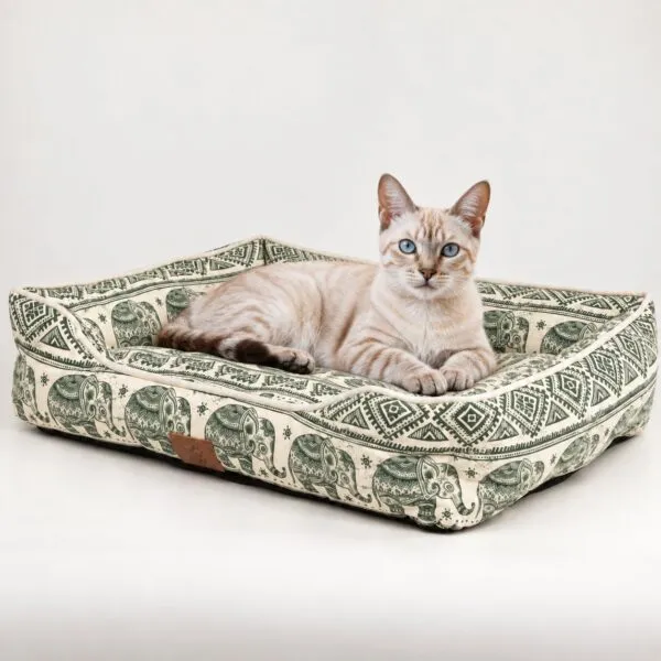 PAW Bed – Lucky Elephant – Green – 60 × 50 × 14cm