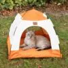 PAW Bed – Beige and Orange Tent – 58 × 58 × 48cm