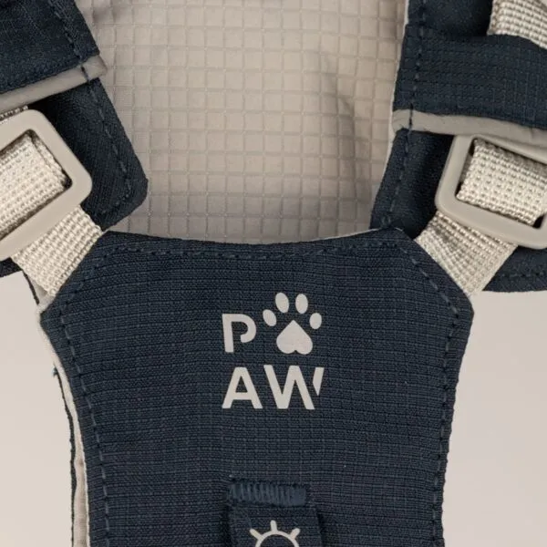 PAW - XS (2-4Kg) Dog Step-in Guardian Harness with Reflective Mesh - Rock Grey - Black Obsidian Charm