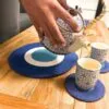 Set of Evil Eye Jute Rope Coasters and  Mats (4 of each)