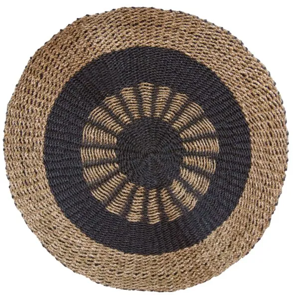 Round Seagrass Black and Tan - Inner Sun - 1m