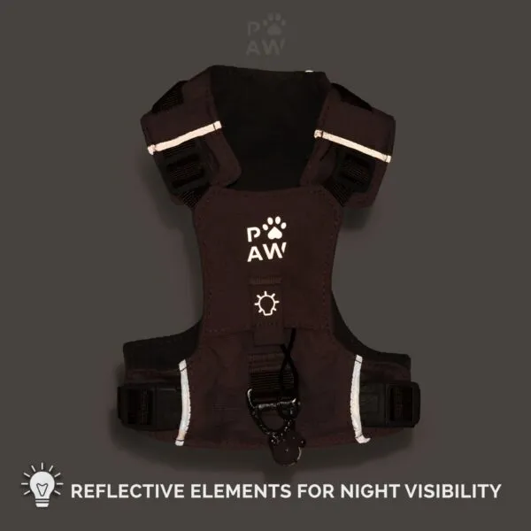 PAW - XS (2-4Kg) Dog Step-in Guardian Harness with Reflective Mesh - Rock Grey - Black Obsidian Charm