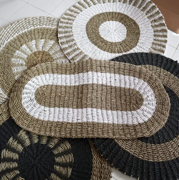 Oval Seagrass White and Tan - Classic - 60x120cm