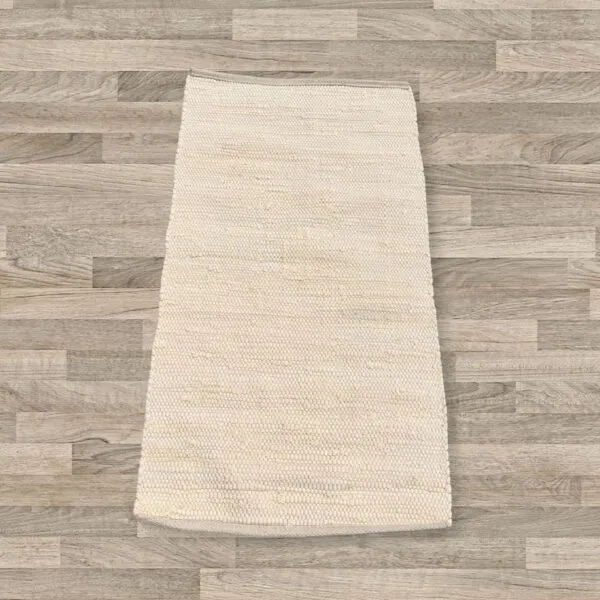 bG9jYWw6Ly9tZWRpYS85Uy84RC82MFIzMEMxRzZXVDM4RDlTLzE1ZDJmNWIwLmpwZWc.webp Small Indian Handloom Cotton Rug - Cream
