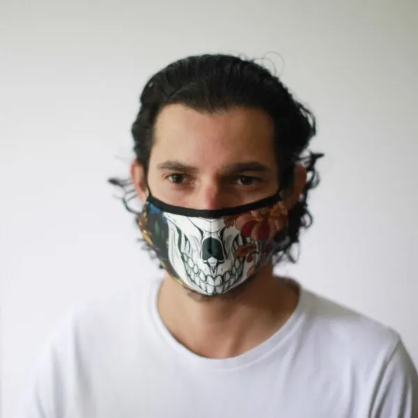 bG9jYWw6Ly9tZWRpYS85Uy84RS82MFIzMEMxRzZNV0s4RTlTL2I0ODM3NDBkLmpwZWc.webp Reusable Fashion Face Mask - Colourful Calavera (Adult)