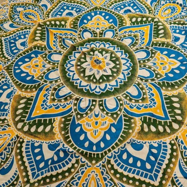 bG9jYWw6Ly9tZWRpYS8xRy80Qy82MFIzMEMxSjY0VDM0QzFHLzk3MDc3OThiLmpwZw.webp Large Mandala Roundy Art (180cm) - Yellow and Blue