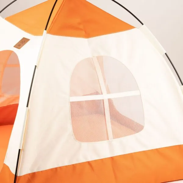 PAW Bed – Beige and Orange Tent – 58 × 58 × 48cm
