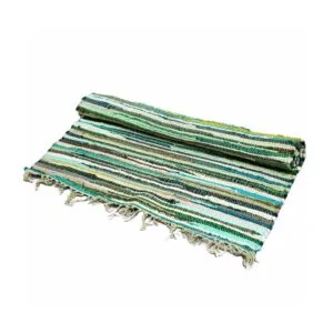 bG9jYWw6Ly9tZWRpYS8xRy9KRC82MFIzMEMxRzZSV0tKRDFHLzcwNzE5MDFjLmpwZWc.webp Small Rag Rug - 50x90cm - premium quality- Natural Greens