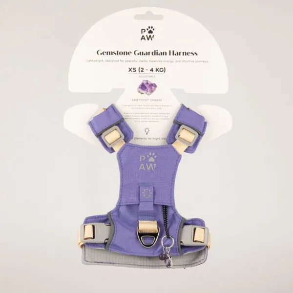 bG9jYWw6Ly9tZWRpYS8xSC80RC82MFIzMEMxSjZSVEs0RDFILzBjMDNmMDY0LmpwZw.webp PAW - XS (2-4Kg) Dog Step-in Guardian Harness with Reflective Mesh - Lavender - Amethyst Charm
