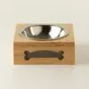 PAW Food Bowls - Single Stainless Steel (201) in Wooden Stand - 12cm