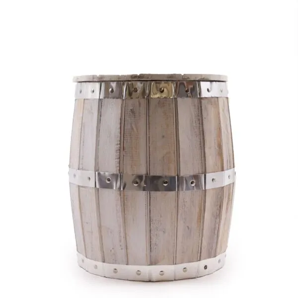 Beer Barrel Stool – Whitewash Wood 38 x 32 cm