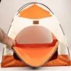 PAW Bed – Beige and Orange Tent – 58 × 58 × 48cm
