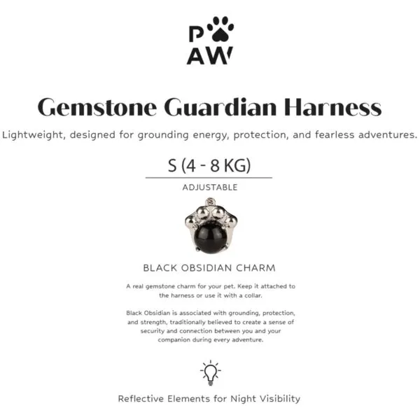 bG9jYWw6Ly9tZWRpYS8xSy80RS82MFIzMEMxSjZSVEs0RTFLL2M5YjQyODhjLmpwZw.webp PAW - S (4-8Kg) Dog Step-in Guardian Harness with Reflective Mesh - Rock Grey - Black Obsidian Charm