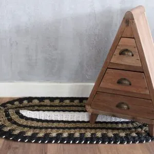 Oval Seagrass Black, White and Tan - Classic - 60x120cm
