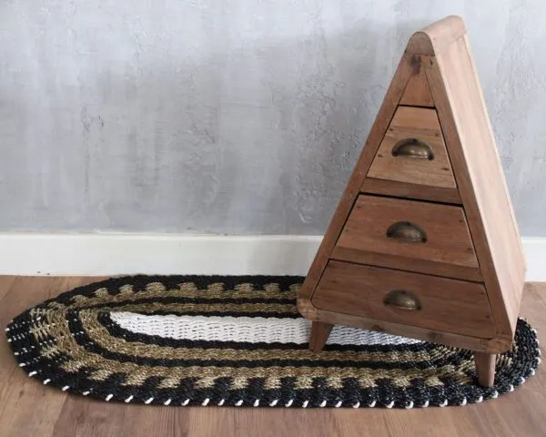 Oval Seagrass Black, White and Tan - Classic - 60x120cm