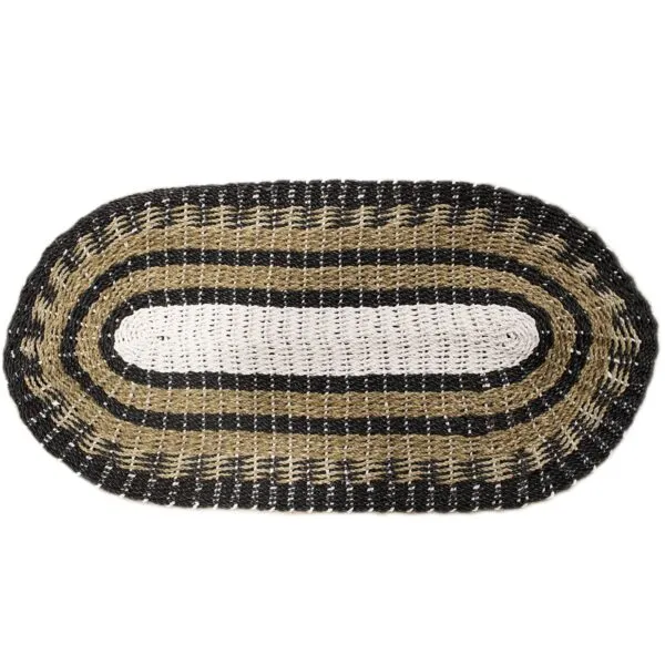 Oval Seagrass Black, White and Tan - Classic - 60x120cm