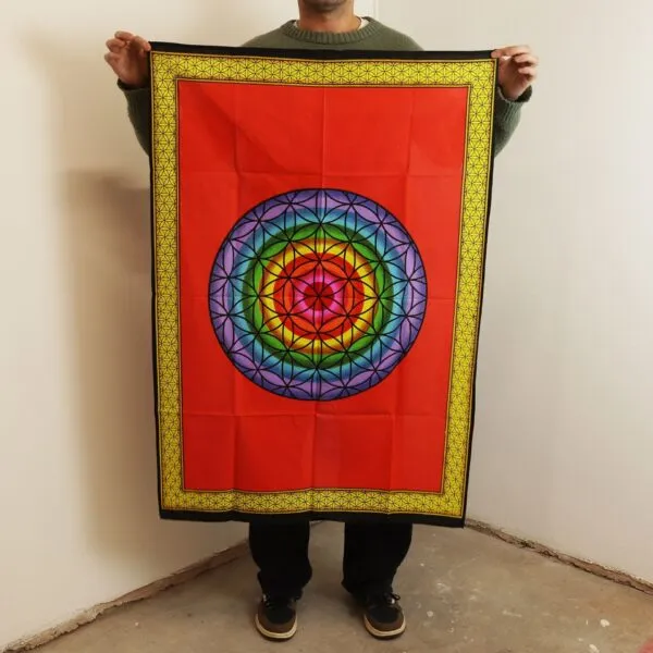 Cotton Wall Art (70x110cm) - Rainbow Flower of Life