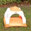 PAW Bed – Beige and Orange Tent – 58 × 58 × 48cm