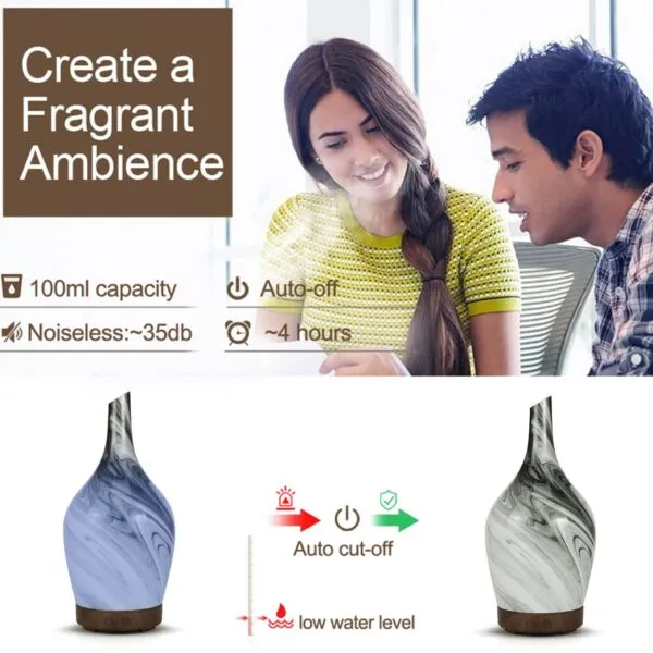 Aroma Diffuser - Glass Abstract Grey USB