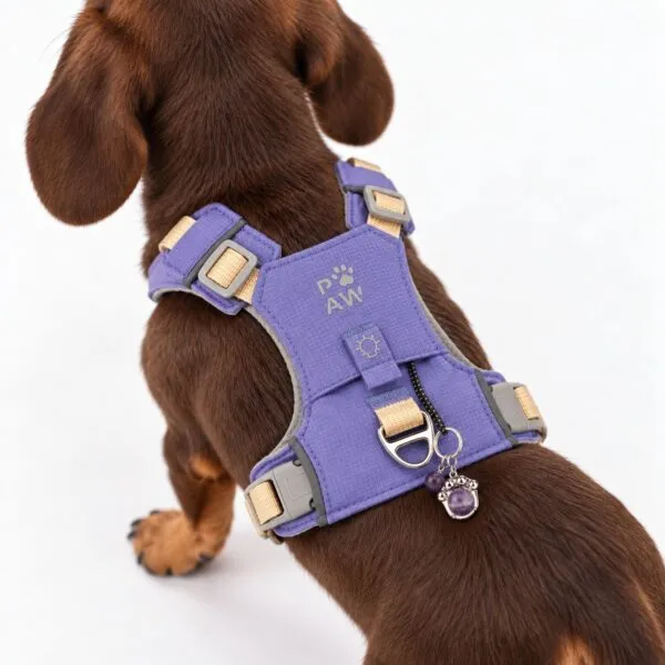 bG9jYWw6Ly9tZWRpYS8xUi84RC82MFIzMEMxSjZSVEs4RDFSLzM3MDQ5NDEyLnBuZw.webp PAW - XS (2-4Kg) Dog Step-in Guardian Harness with Reflective Mesh - Lavender - Amethyst Charm