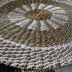 Round Seagrass White and Tan - Inner Sun - 1m