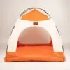 PAW Bed – Beige and Orange Tent – 58 × 58 × 48cm