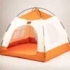 PAW Bed – Beige and Orange Tent – 58 × 58 × 48cm