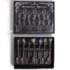 Set of 7 Bronze Gemstone Crystal Witch Spoons