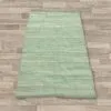 Small Indian Handloom Cotton Rug - Aqua