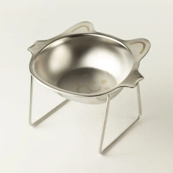PAW Food Bowls - Single Cat Bowl in Stand - Stainless Steel (304)