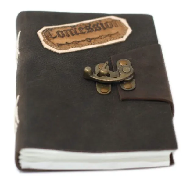bG9jYWw6Ly9tZWRpYS9ITS80Qy82MFIzMEMxRzZNVjM0Q0hNLzMzOWYzYTQ2LmpwZWc.webp Leather Black Confessions with Lock Notebook (7x5")