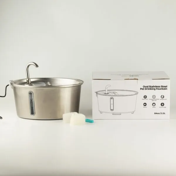 PAW Food Bowls - Electric Water Fountain 2.5 Liter - USB - Stainless Steel (304)
