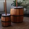 bG9jYWw6Ly9tZWRpYS9ITS9DQy82MFIzMEMxSjY4UzNDQ0hNLzFmNzExODNmLmpwZw.webp Beer Barrel Stool and Parasol Stand – Natural Wood 38 x 32 cm