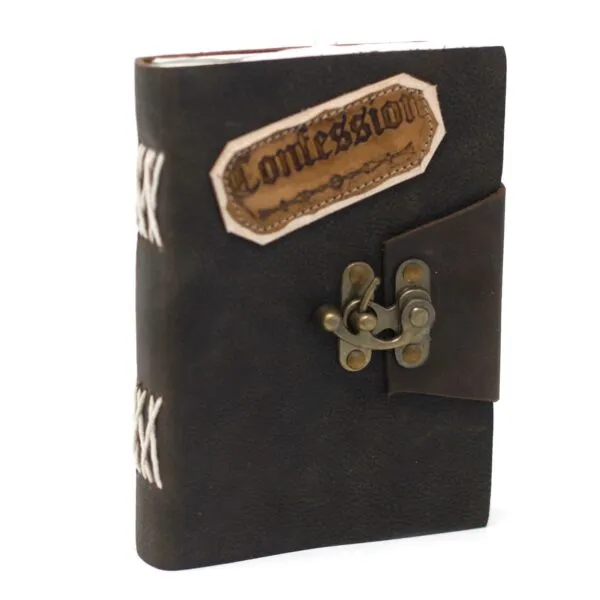 bG9jYWw6Ly9tZWRpYS9IUC80Qy82MFIzMEMxRzZNVjM0Q0hQLzU1ZDhhNmFmLmpwZWc.webp Leather Black Confessions with Lock Notebook (7x5")