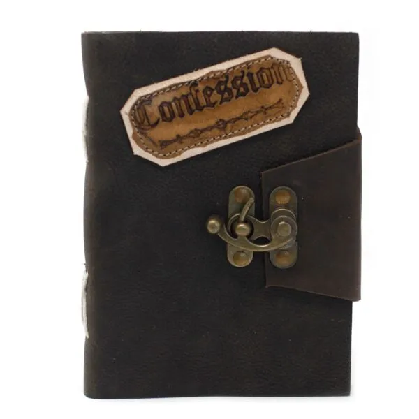 bG9jYWw6Ly9tZWRpYS9IUS80Qy82MFIzMEMxRzZNVjM0Q0hRLzUxYjk5YjZhLmpwZWc.webp Leather Black Confessions with Lock Notebook (7x5")