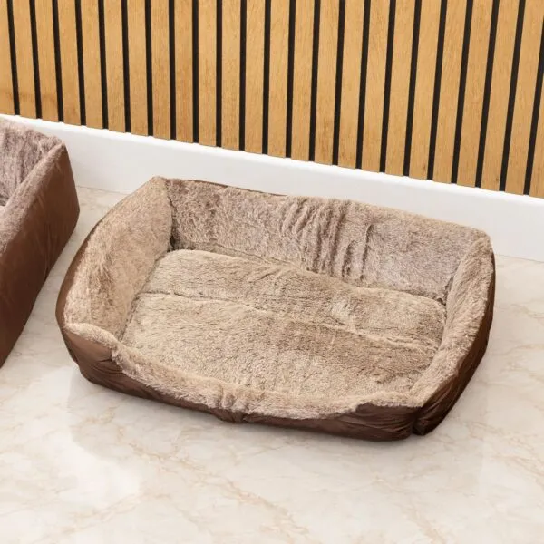 PAW Bed – Small Plush Teddy Brown – 60 × 45 × 17cm