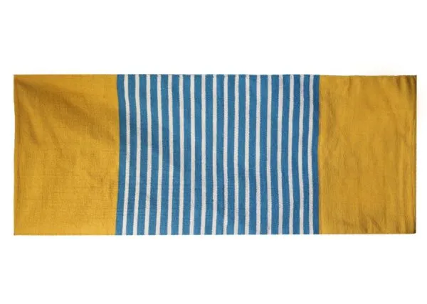 bG9jYWw6Ly9tZWRpYS9TSC80Qy82MFIzMEMxRzZSVks0Q1NILzQyNzI0MjhiLmpwZWc.webp Indian Cotton Rug - 70x170cm - Yellow/ Blue