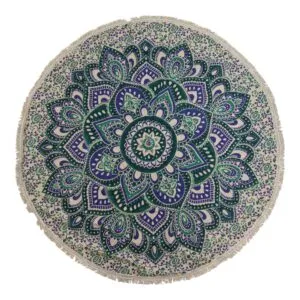 Small Mandala Roundie Cotton Art (130cm) - Teal and  Blue