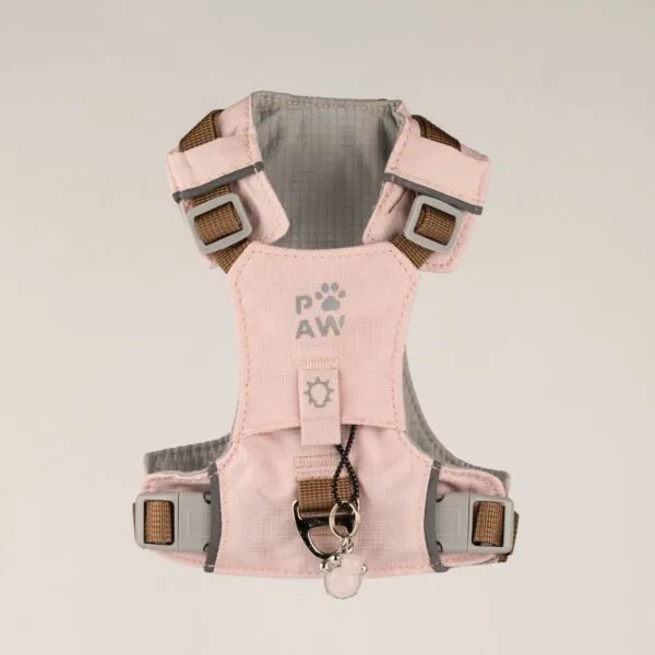 PAW - XS (2-4Kg) Dog Step-in Guardian Harness with Reflective Mesh - Soft Pink - Rose Quartz Charm