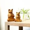 Wooden Carved Incense Burners - Lrg Yoga Cat