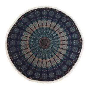 bG9jYWw6Ly9tZWRpYS9TTS80Qy82MFIzMEMxSjY0U0s0Q1NNLzY3OTMzZjZiLmpwZw.webp Small Mandala Roundie Cotton Art (130cm) - Peacock Blues