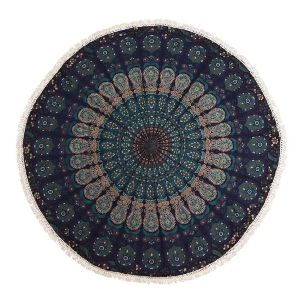 bG9jYWw6Ly9tZWRpYS9TTS80Qy82MFIzMEMxSjY0U0s0Q1NNLzY3OTMzZjZiLmpwZw.webp Small Mandala Roundie Cotton Art (130cm) - Peacock Blues