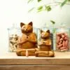 Wooden Carved Incense Burners - Lrg Yoga Cat