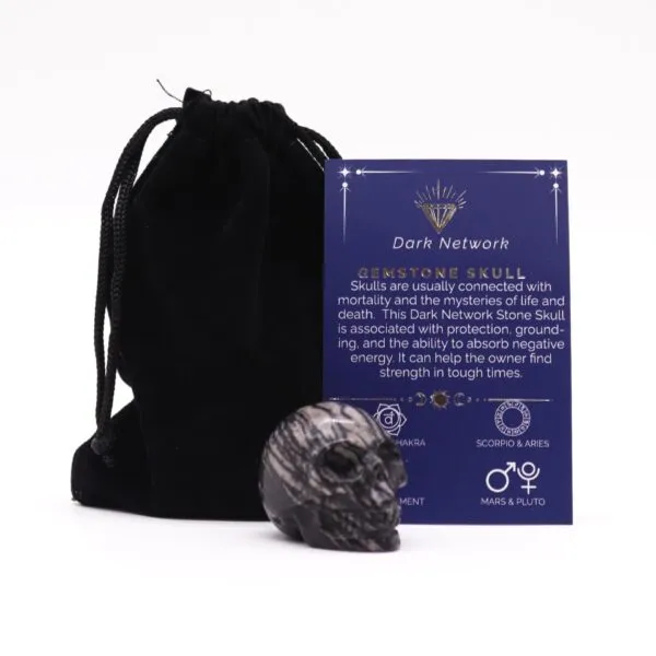 bG9jYWw6Ly9tZWRpYS9TTS9BRC82MFIzMEMxRzZXU0tBRFNNLzQ5YmFhMGRlLmpwZWc.webp Gemstone Small Skull - Dark Network Stone