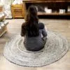 Round Jute and Recycle Denim Rug - 150 cm