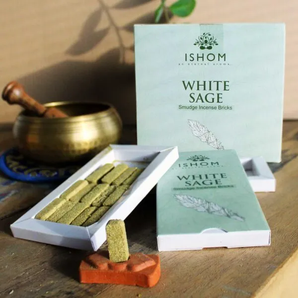 bG9jYWw6Ly9tZWRpYS9TUi8wRC82MFIzMEMxRzZXUkswRFNSLzI2YWQzOGQ3LmpwZWc.webp Pack of 15 Natural Incense Smudge Bricks and Burner - White Sage